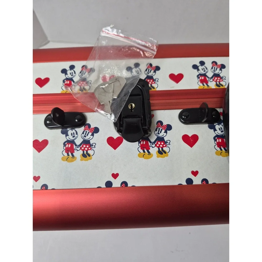 Impressions Vanity Disney Mickey Minnie Mouse Train Case Makeup Bag Red White